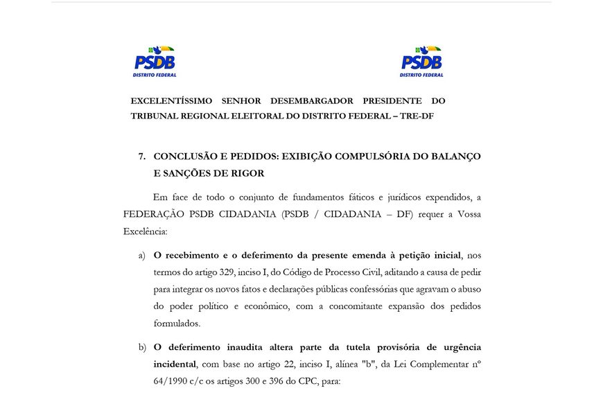 PSDB pede à Justiça balanço do BRB em 24 horas e cassação de Celina Leão e Gustavo Rocha